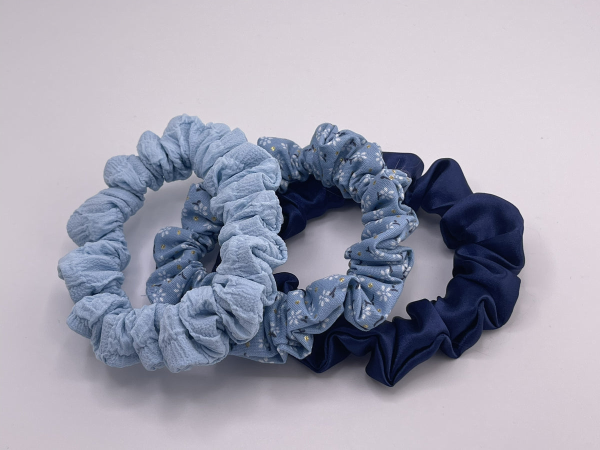 Bloom Skinny Scrunch Trio - Blue